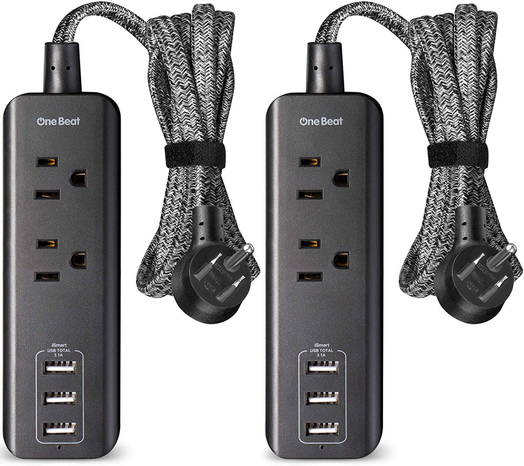 2 Pack Power Strip with USB, 2 Outlets and 3 USB Ports
