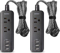 2 Pack Power Strip with USB, 2 Outlets and 3 USB Ports