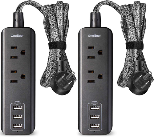 2 Pack Power Strip with USB, 2 Outlets and 3 USB Ports